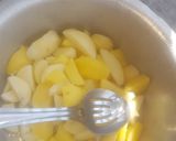 A picture of step 1 of Irish potatoes and pasta in scrambled eggs.