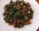 A picture of step 4 of Fried Spinach with beef.