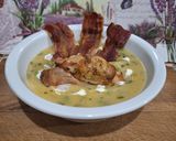Zöldborsófőzelék, 🫛 sült csirkecombbal🧅🥓🍗🧄 recept fázis 6 fotója