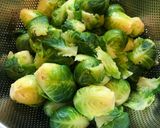 A picture of step 1 of Pan fried Brussels sprouts.