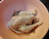 A picture of step 1 of Stuffed Grape Leaves with Country-Style Rooster.