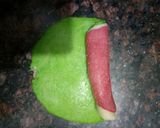 A picture of step 5 of Colourful spiral Gujiyas.