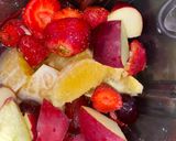 A picture of step 1 of Soga drink (strawberry, Orange, grapes and Apple)🍓🍊🍒🍎.