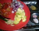 A picture of step 3 of Instant raw mango chutney with leftover rice nuggets.