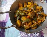 A picture of step 3 of Aloo Baingan Masala.