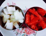 A picture of step 1 of Healthy delicious muskmelon and watermelon dry fruits smoothie.