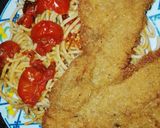 Foto del paso 8 de la receta: Milanesa de Cerdo con Fideos Cherry y Ajo Asados