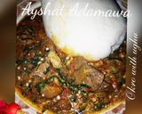A picture of step 6 of Tuwon shinkafa and okro soup.