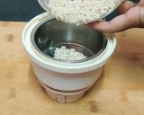 A picture of step 2 of Kaju peanut samak rice chatpata katli.