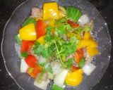 Hình bước làm 4 của món Thịt đà điểu xào ngũ sắc (ớt chuông xanh, đỏ, vàng, dưa leo, hành tây)