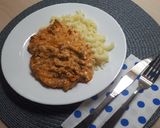 Bakonyi sertéskaraj szarvacska tésztával recept fázis 8 fotója