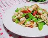 荷蘭豆鴻喜菇炒蝦球的食譜步驟7照片
