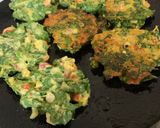A picture of step 2 of Karela patta tikki (bitter gourd leaves).