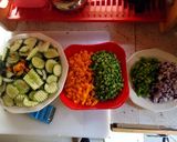 A picture of step 1 of Veggies rice.