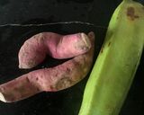 A picture of step 1 of Raw banana sweet potato toast chat!.