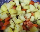 A picture of step 3 of Batata Nu Shaak (Gujarati Style Potato Sabzi).