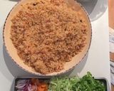 A picture of step 1 of Jollof Rice, goat meat & Turkey.