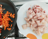 Foto del paso 3 de la receta: Espaguetis con pollo y panceta en salsa al vino