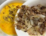 A picture of step 4 of My Mom’s Meat Omelette for Obento lunch box.