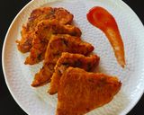 A picture of step 4 of Eggless french toast.