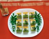 A picture of step 12 of Tricolor Rava Dhokla.