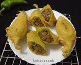 A picture of step 4 of Leftover makeover kutchhi Dabeli chilli Bhajiya (pakoda).