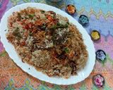 A picture of step 4 of Zafrani sufyani Mutton pulao.