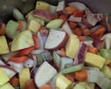 A picture of step 2 of Easy Shawarma Corn Chowder in Insta pot Duo 6 qt with side of frozen fried taquitos.