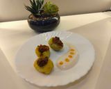 A picture of step 4 of Chutney filled potato bites.