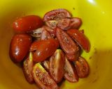 A picture of step 2 of Alexandrian Koshari with Rolled Eggs, Salted Tomatoes, and Dukka.