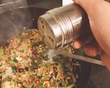香煎天貝佐炒五穀飯（蛋、五辛素）的食譜步驟4照片