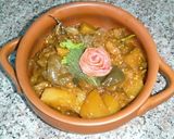 A picture of step 4 of Achaari baingan aloo.