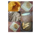 A picture of step 1 of Mango spring rolls with chilli mango sauce.