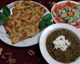 A picture of step 5 of Sarso ka saag and makai ki roti.