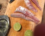 A picture of step 2 of Ceviche with avocado, cherry tomatoes and spring onions.
