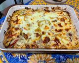 Une image de l'étape 21 de Gratin de courgettes jaunes et poivrons bicolores au jambon, mozzarella et crème de parmesan.