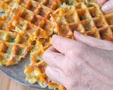 A picture of step 4 of Potato Waffles with Ham and Cheddar.