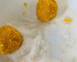 A picture of step 6 of Semolina orange squares.