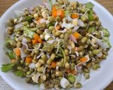 A picture of step 4 of Moong sprouts chat.