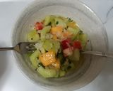 A picture of step 4 of Mango, Fruits and Shrimp Salad with Nuts.