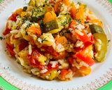 A picture of step 8 of Zucchini with rice and other vegetables in a multicooker.