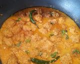 A picture of step 5 of Moong daal Mangochian (fried lentils balls in curry).
