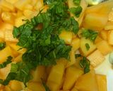 A picture of step 2 of Musk melon mint salad.