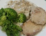A picture of step 8 of Pork Chops, Broccolli, Rice, and Mushroom Gravy.