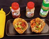A picture of step 4 of Leftover Roti basket pizza.