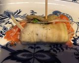 A picture of step 4 of California Farm Aubergine Skin Salmon Rolls.
