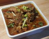A picture of step 3 of Bhunna gosht(mutton masala).