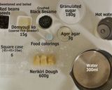 A picture of step 1 of Kingyo (goldfish) Kanten; Wagashi.