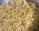 A picture of step 1 of Farfalle paste in potato sauce.