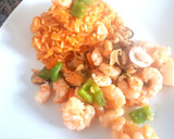 Foto del paso 6 de la receta: Mariscos salteados con morrón y arroz sabroso. #delantaldorado